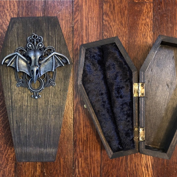 Other - Vintage Inspired Wooden Coffin Ring Jewelry Box Victorian Gothic Vampire Wedding